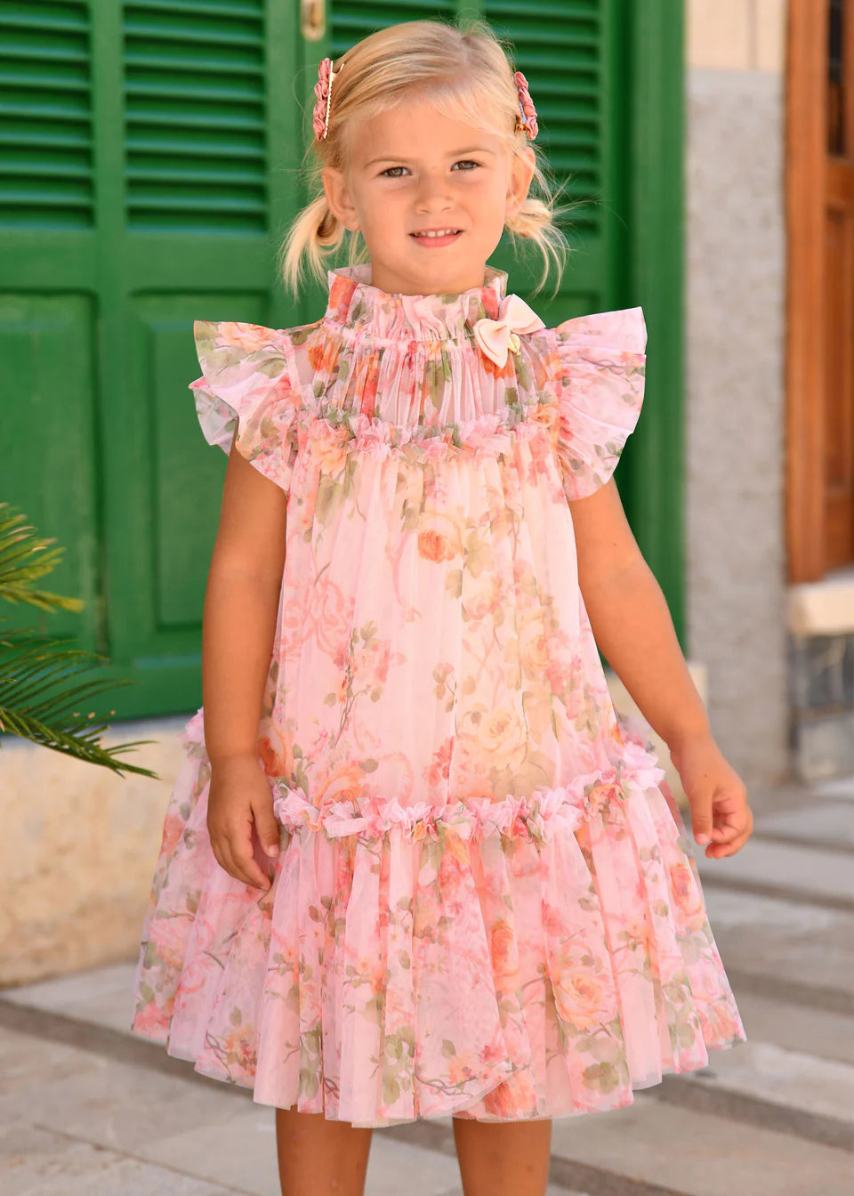 Abito Elegante In Tulle Stampa Rose Bambina ANGEL'S FACE MARIGOLDPEACH
