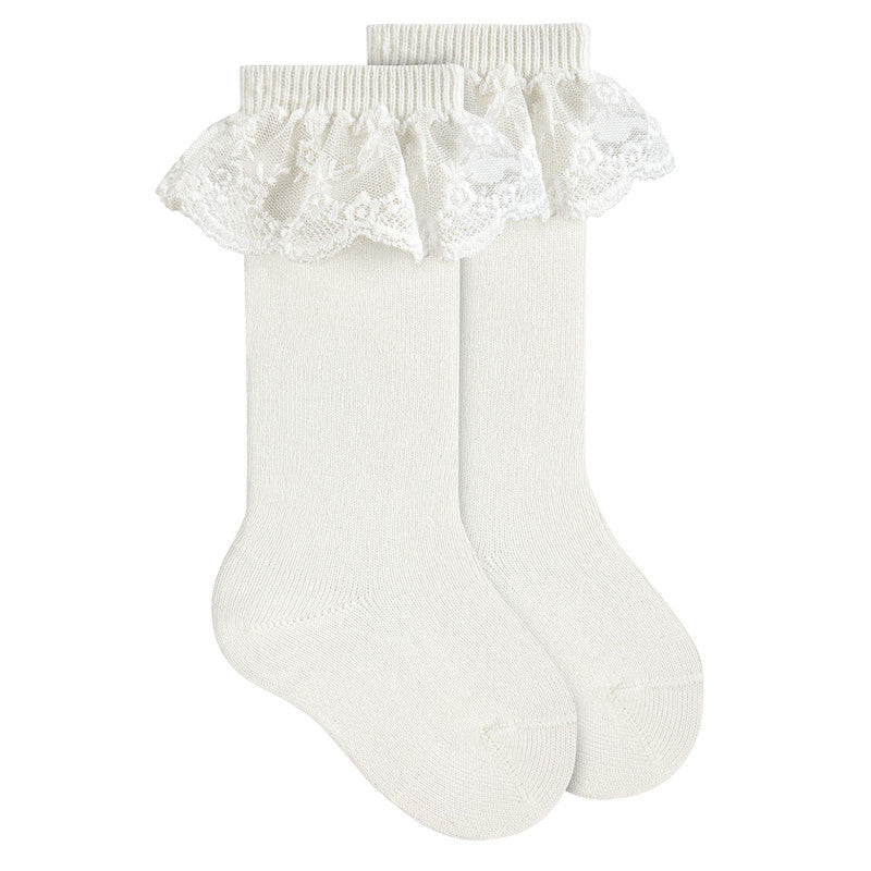 Calze Lunghe Con Pizzo Neonata CONDOR 2471