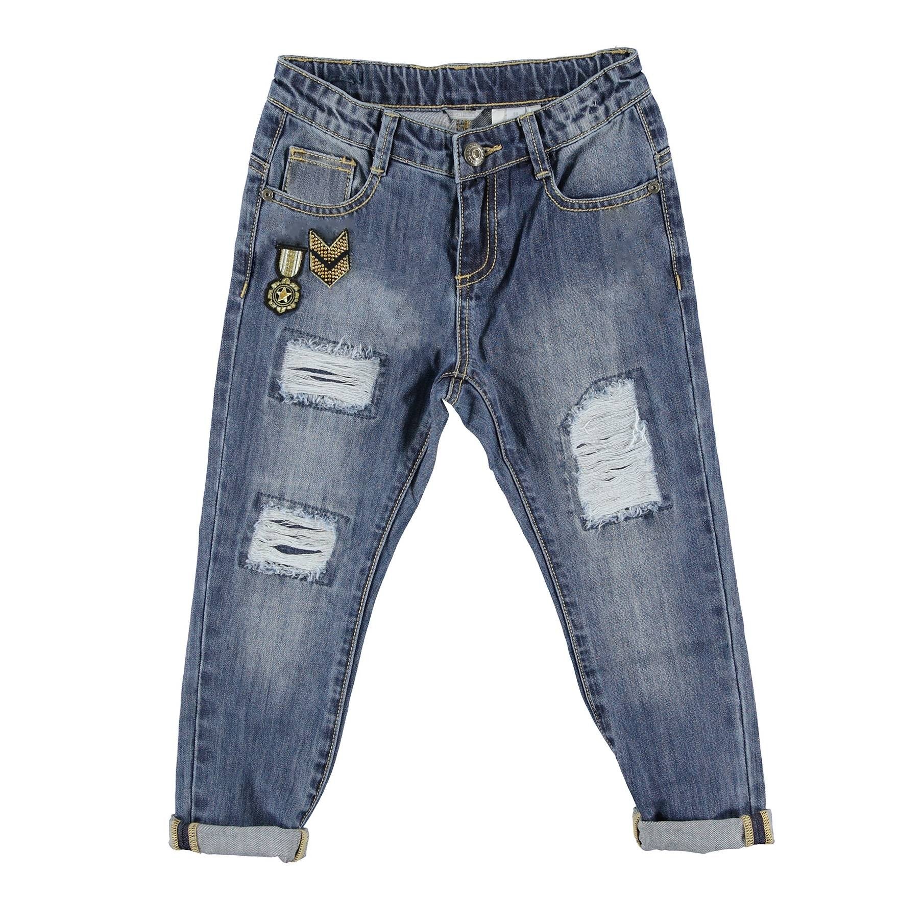 Jeans Strappato Slim Denim Bambina Sarabanda T436 Luxurykids