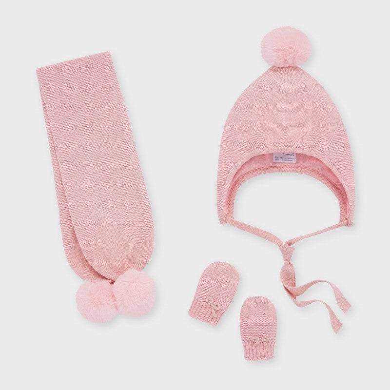 Set Cappello E Sciarpa In Caldo Cotone Rosa Neonata MAYORAL 9312
