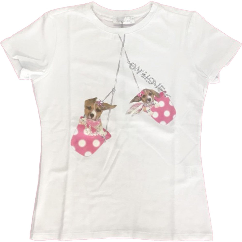 T-Shirt con Stampa e Strass BianCo Bambina One Love 02J104 - ONE LOVE - LuxuryKids