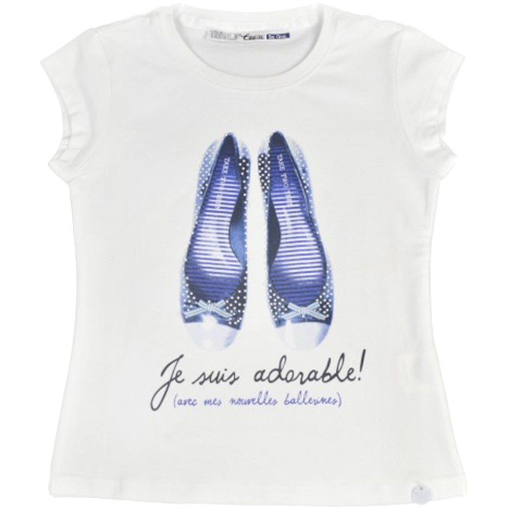 T-Shirt in Cotone Bianco con Stampa Bambina Take Two M02697 - TAKE TWO - LuxuryKids