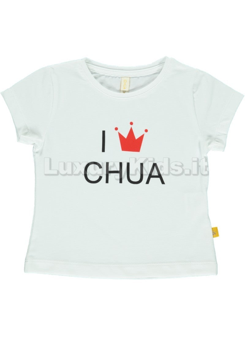 T-Shirt In Cotone Con stampa Logo Neonata Bianca Chua TSM2G - CHUA - LuxuryKids