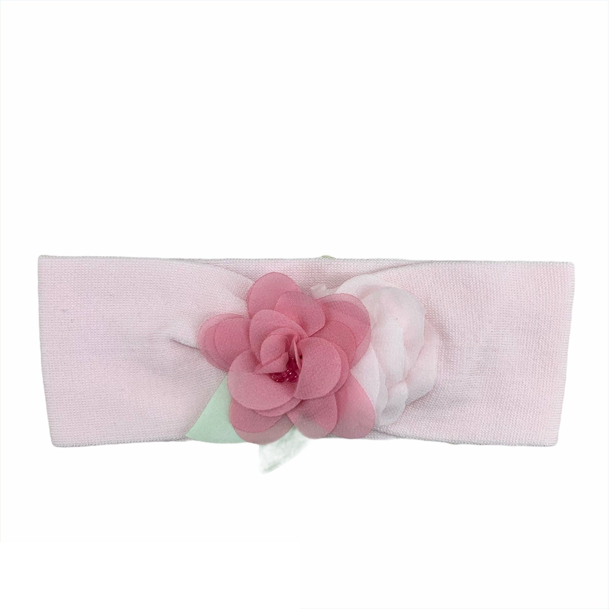 Fascia In Cotone Elasticizzato Rosa con Fiori Neonata Story Loris
