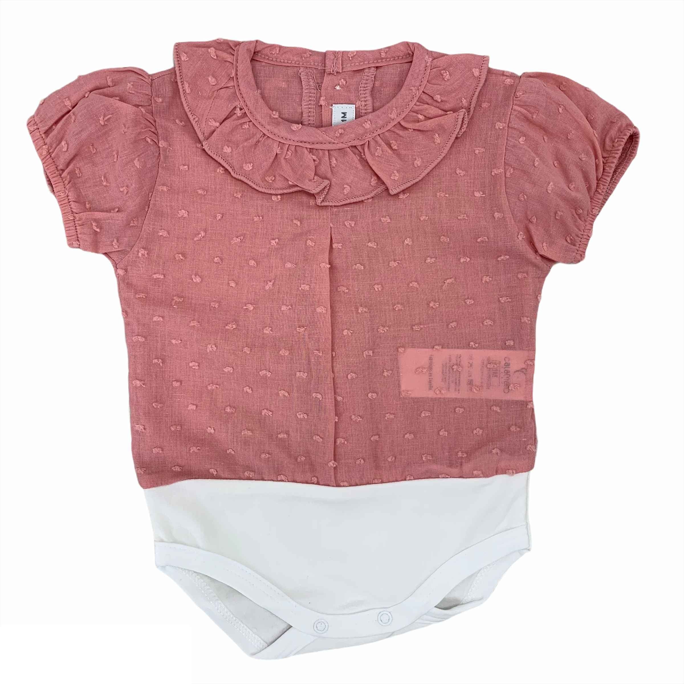 Body Mezza Manica In Cotone Con Collo In Pizzo Neonata DR KID DK116 Body Mezza Manica In Cotone Con Collo In Pizzo Neonata DR KID DK116
