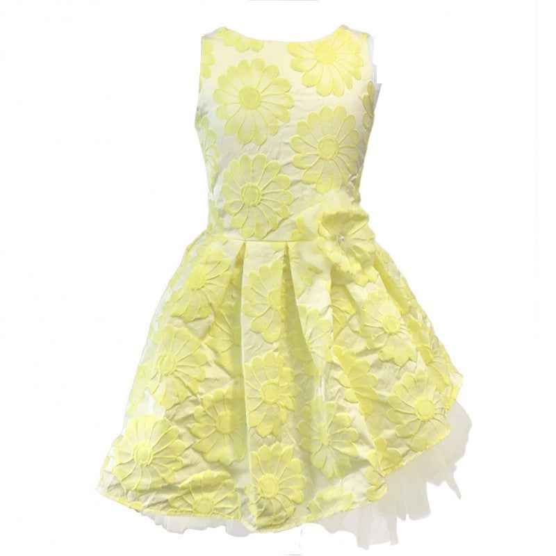 Abito Elegante a Bambolina Floreale Giallo Cerimonia Bambina Alice