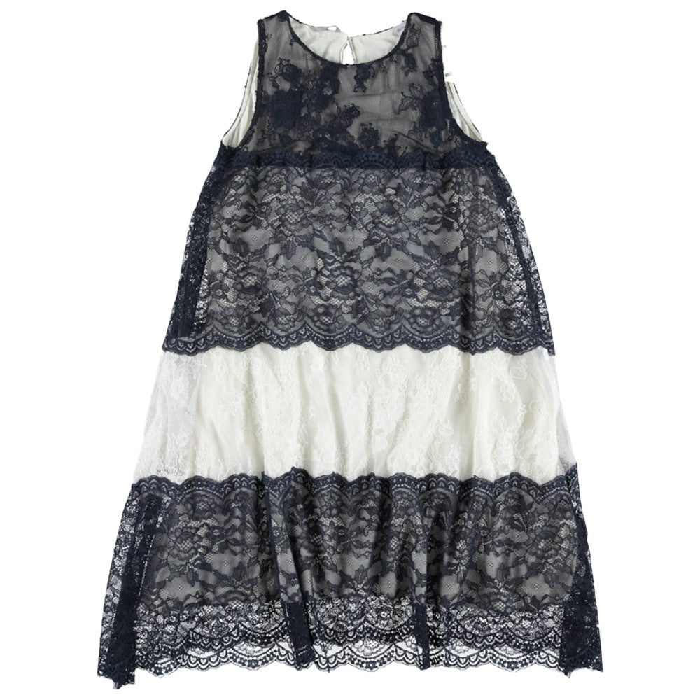 Abito Morbido In Pizzo Elegante Chic blu /bianco Bambina Sarabanda