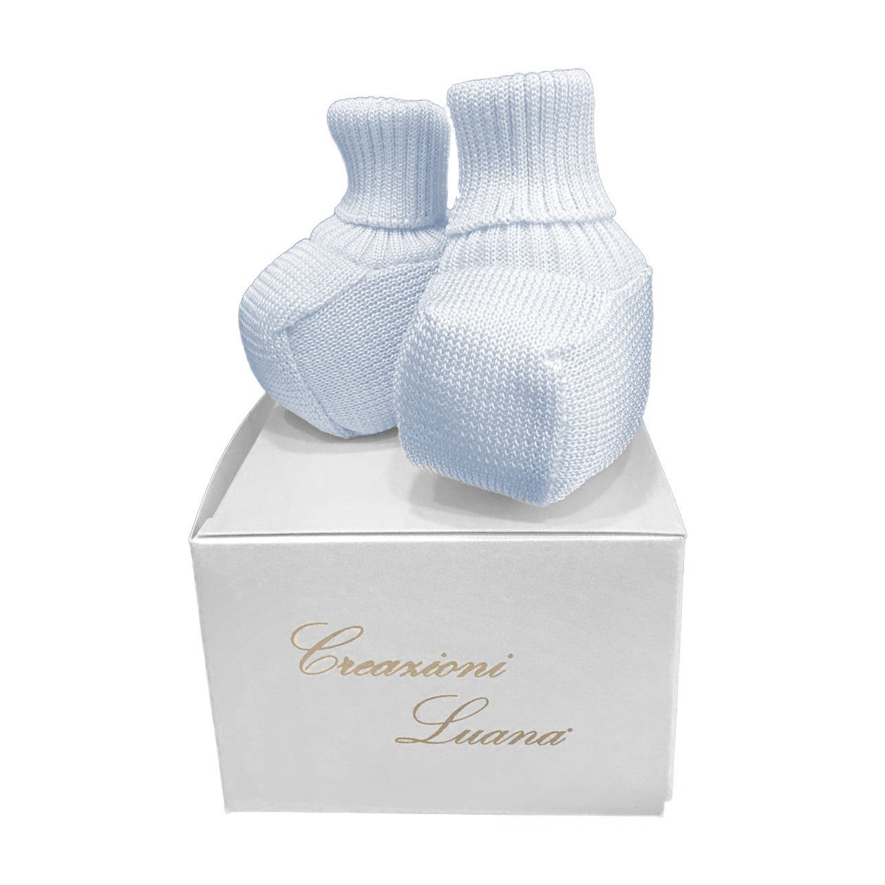 Calzini Scarpetta Celeste Neonato Creazioni Luana 010 Luxurykids