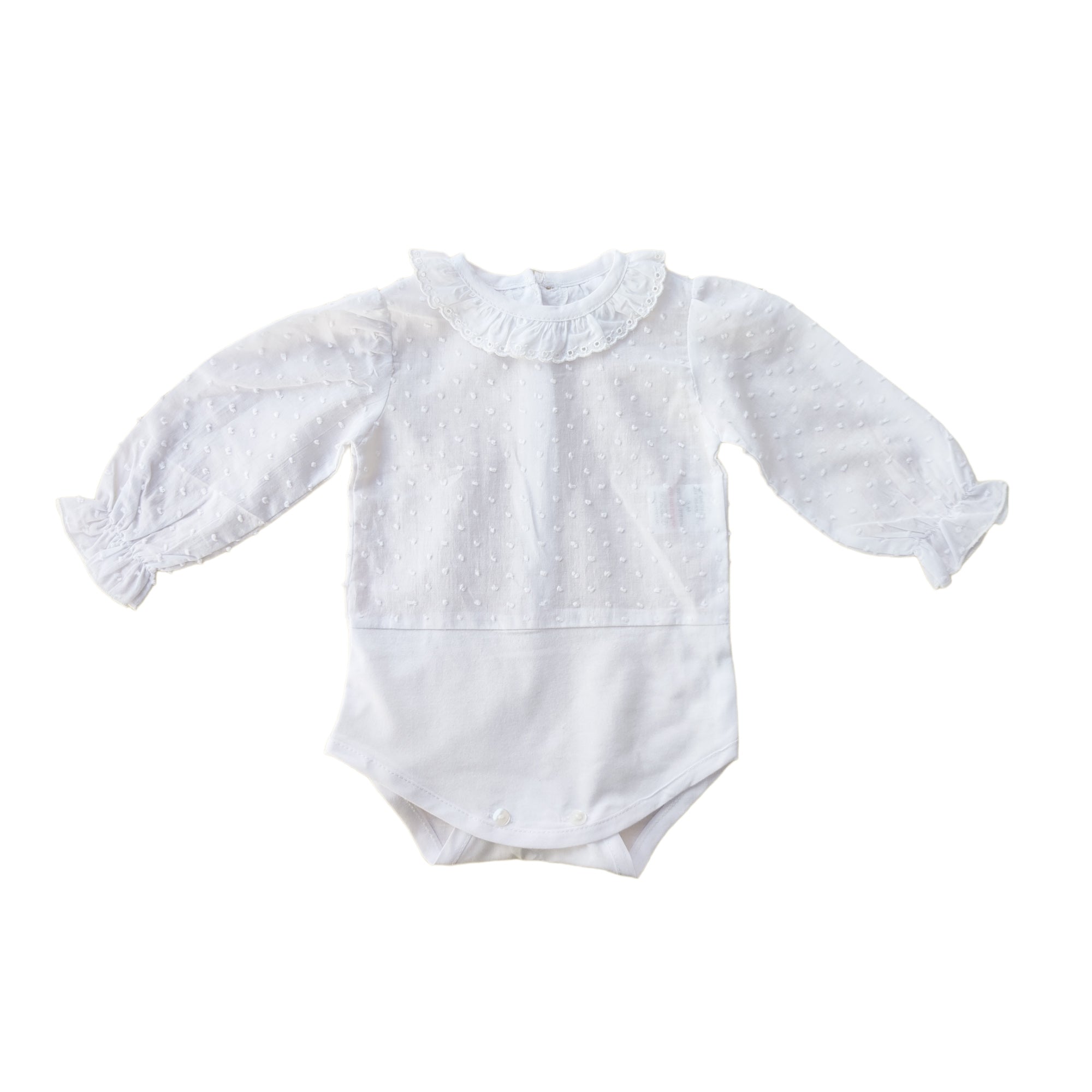 Camicia Body Plumetis In Cotone Manica Lunga Neonata BABY FASHION 056 - Baby Fashion - LuxuryKids