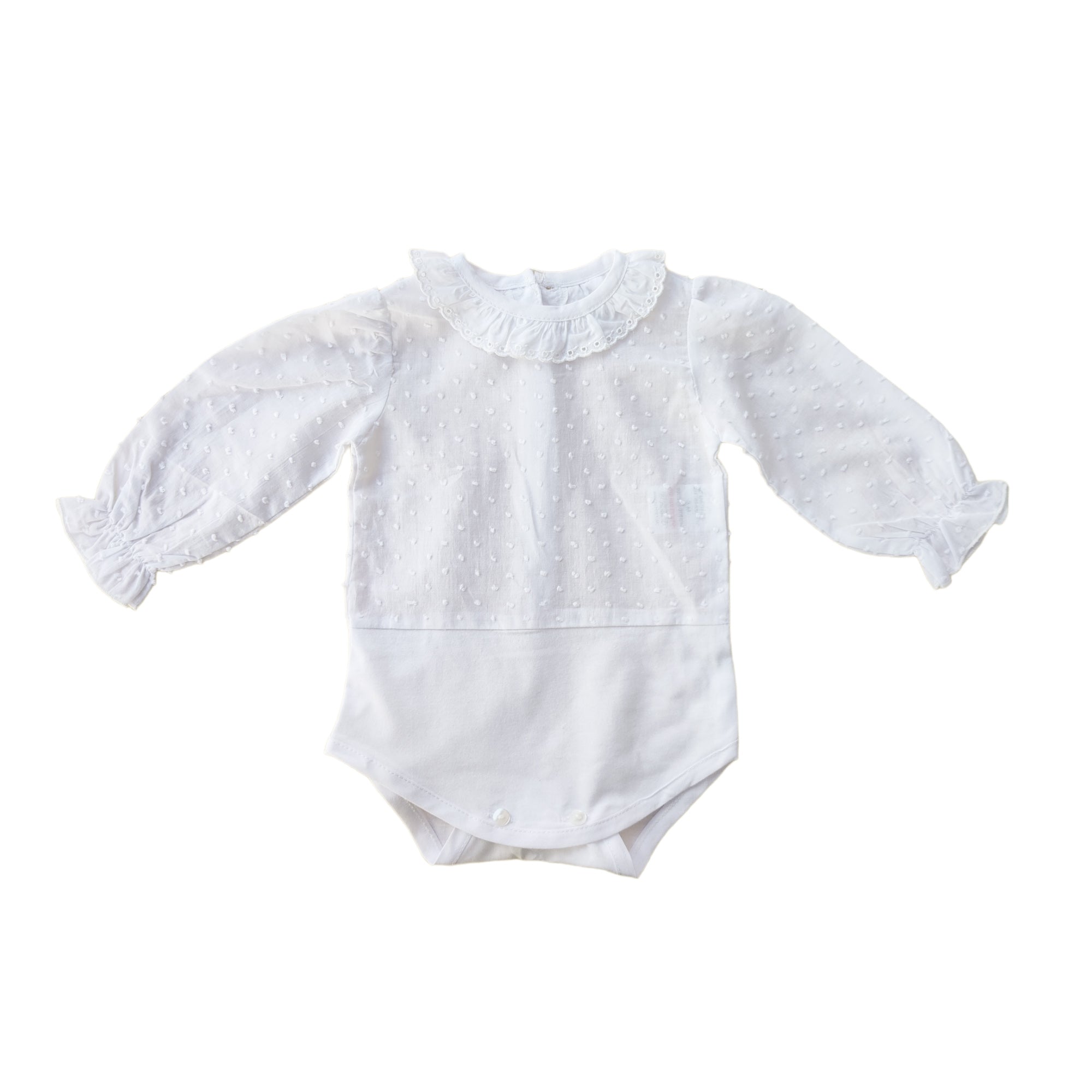 Camicia Body Plumetis In Cotone Manica Lunga Neonata BABY FASHION 056