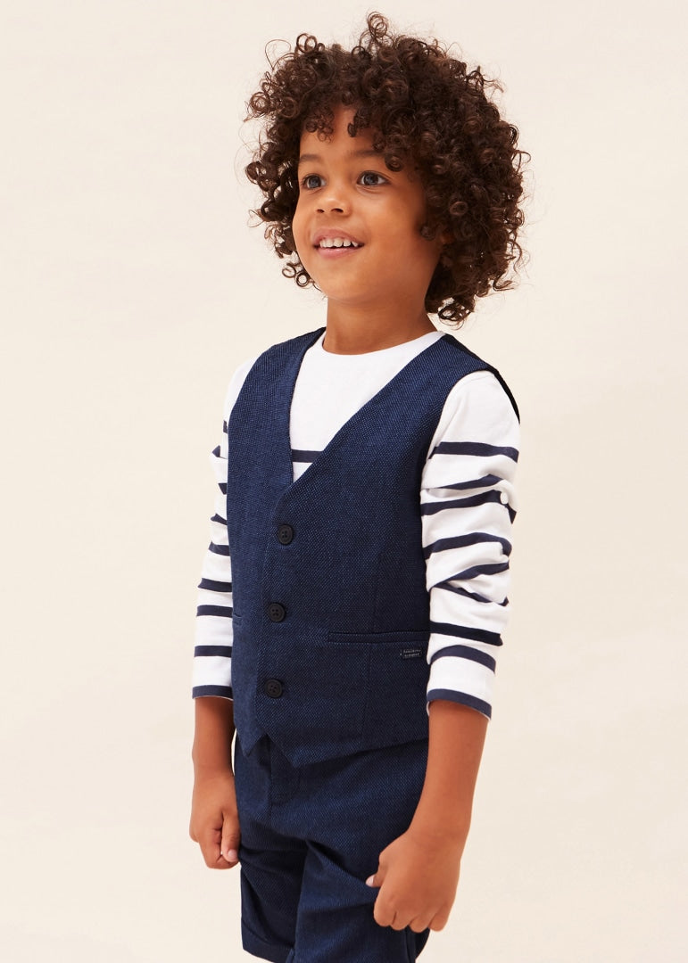 Gilet in maglia jacquard con Oval T Bambina, Grigio | Milano Gilet in maglia jacquard con Oval T Bambina, Grigio | Milano