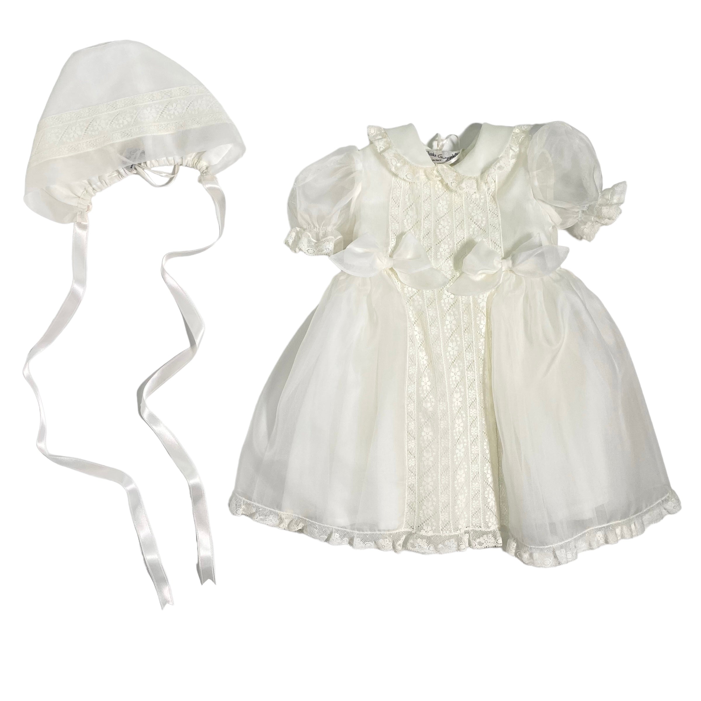 Abito Da Battesimo In Pizzo Per Bambina G055 / Abito Floreale Ricamato A Mano - Italia - Foto 4