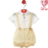 Salopette A Righe Con Camicia In Cotone Neonato DEL SUR 0030
