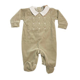 Tutina Intera In Ciniglia Ricamata Neonato BEBE' MARGO' B056T