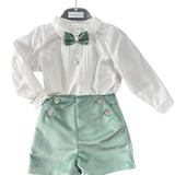 Completo Elegante In Velluto Con Camicia e Bermuda Neonato PONTO POR PONTO 6636
