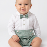 Completo Elegante In Velluto Con Camicia e Bermuda Neonato PONTO POR PONTO 6636