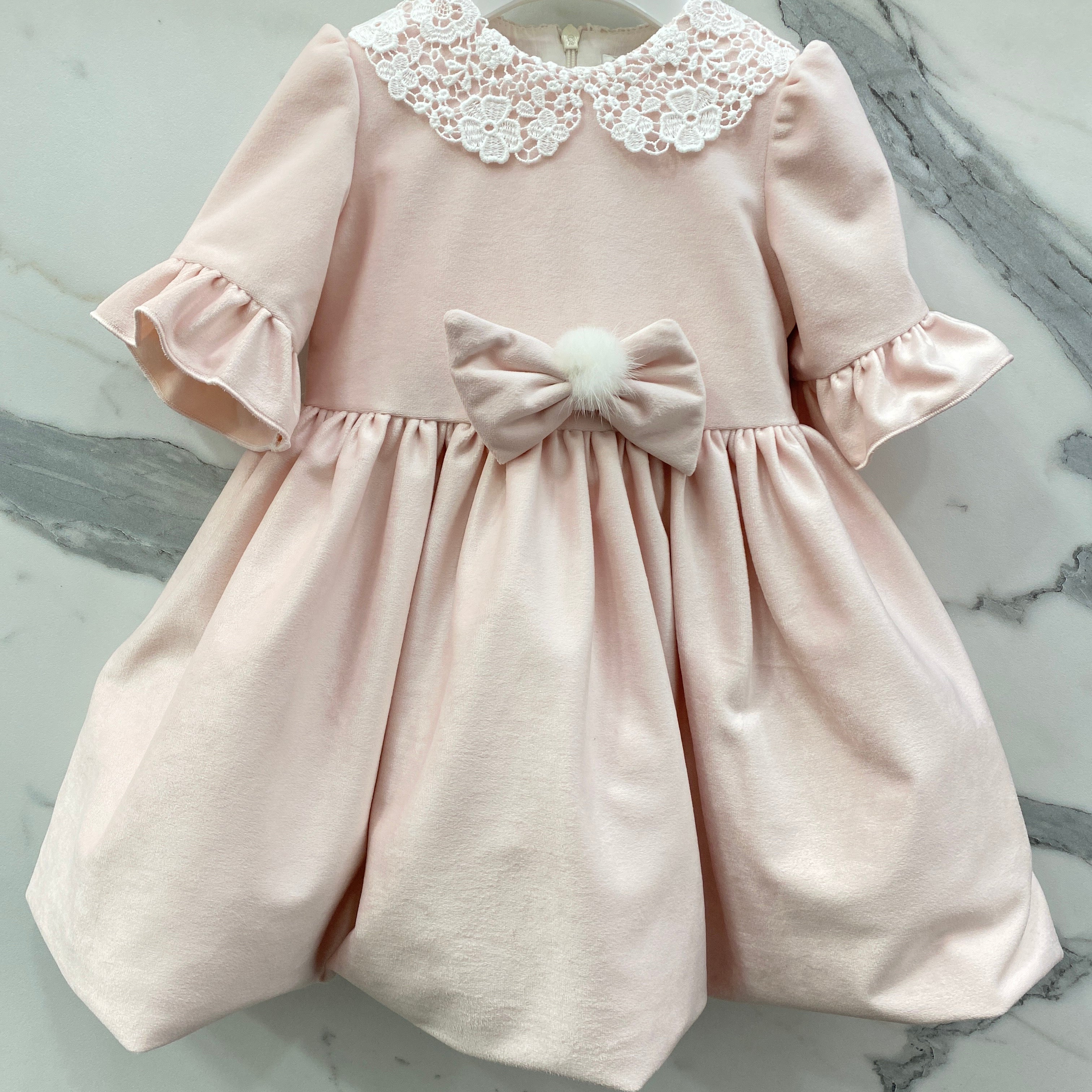 Abel Lula Vestito Velluto Bimba Vestito Abito Tulle Pois Fantasia