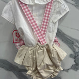 Dungarees With Beige Cotton Shirt For Baby Girl DEL SUR 1831