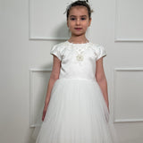 Abito Elegante Mezza Manica In Raso E Tulle Bambina DAGA C15