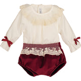 Completo Con Culotte In Velluto E Pizzo Neonata CALAMARO 11247