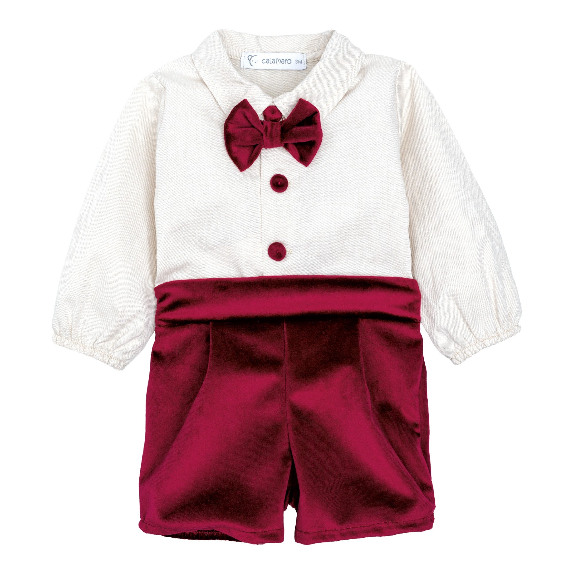 Completo Bermuda in velluto con Camicia  Neonato  CALAMARO 11452
