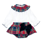 Completo Con Culotte Scozzese In Caldo Cotone Neonata CALAMARO 11455