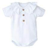 Half Sleeve Cotton Bodysuit With Rouche Collar Newborn CALAMARO 19068