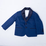 Giacca In Cotone Blu Chiaro Con Rever In Raso Blu Scuro Bambino MANUELL&FRANK MF6090