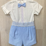 Eleganter Zeremonienanzug mit Bermudashorts und gepunktetem Baumwollhemd für Neugeborene PONTO POR PONTO 5786