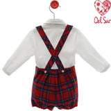 Completo Con Salopette Scozzese E Camcia Neonato DEL SUR 1871