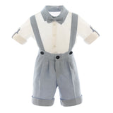 Completo Elegante In Lino Con Camicia E Salopette Neonato BUFI M0542A