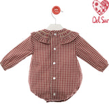 Pagliaccetto Manica Lunga In vichy  Caldo cotone Celeste  Neonato DEL SUR 1936