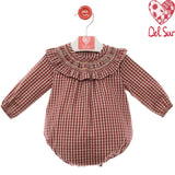 Pagliaccetto Manica Lunga In vichy  Caldo cotone Celeste  Neonato DEL SUR 1936