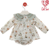 Abito Con Culotte Stampato In Caldo Cotone Neonata DEL SUR 2075