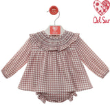 Abito in Vichy Con Culotte In Caldo Cotone Neonata DEL SUR 2079