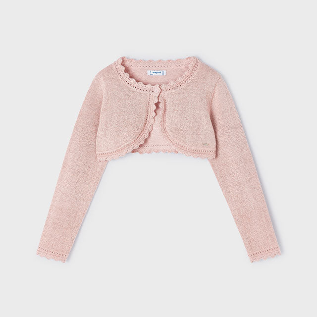 Bolero Per Bambina Con Maniche Lunghe - Cardigan In Cotone Con Perle | Per Cerimonie, Battesimi E Comunioni - Foto 5
