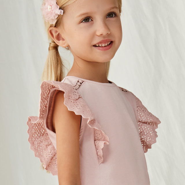 T-Shirt Ricamata In Cotone Bambina MAYORAL 3082 - Main Image