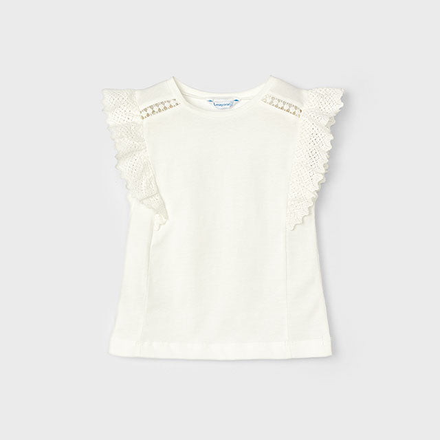 T-Shirt Ricamata In Cotone Bambina MAYORAL 3082