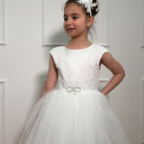 Abito Elegante Mezza Manica Con Applicazioni In Raso E Tulle Bambina DAGA C13