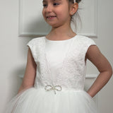Abito Elegante Mezza Manica Con Applicazioni In Raso E Tulle Bambina DAGA C13