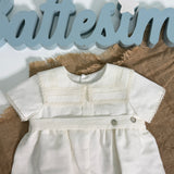 Pagliaccetto Elegante Mezza Manica In Lino Neonato/a PONTO POR PONTO 6556