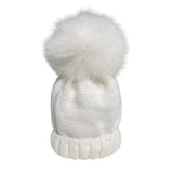 Cappello In Misto Lana Con Risvolto E Pom Pon In Volpe Neonato/a FURFANTE CT0523VA
