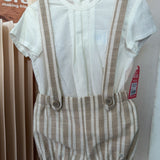 Dungarees With Shirt In Cotton Blend Striped Beige Newborn DEL SUR 0039