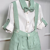 Completo Elegante In Lino Con Camicia E Salopette Neonato BUFI M0542A
