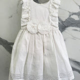 Abito Smanicato In Lino Bambina Bianco LA SARTORIA DEI PICCOLI L024