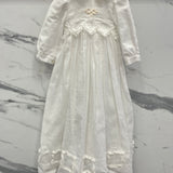 Longuette Taufkleid aus weißem Leinen Newborn Luana Creations 153