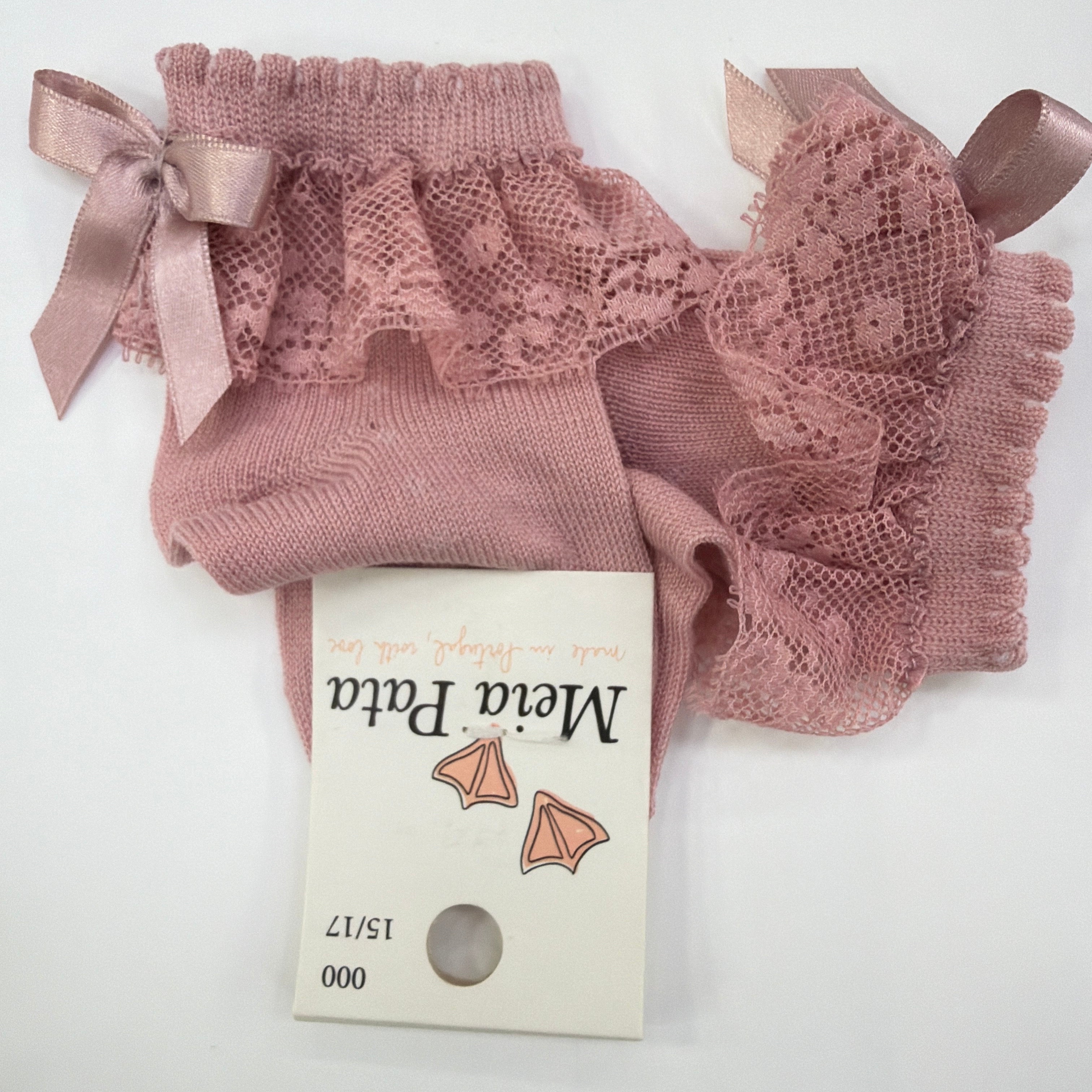 Calzino Corto In Filo Di Cotone Con Pizzo Neonata MEIA PATA 3003S