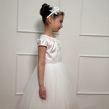 Abito Elegante Mezza Manica In Raso E Tulle Bambina DAGA C15