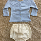 Long Sleeve Yarn Complete With Light Blue Cotton Culotte Newborn GRANLEI 254