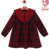 Abito Svasato Scozzese Con Collettone Bambina DEL SUR 5181